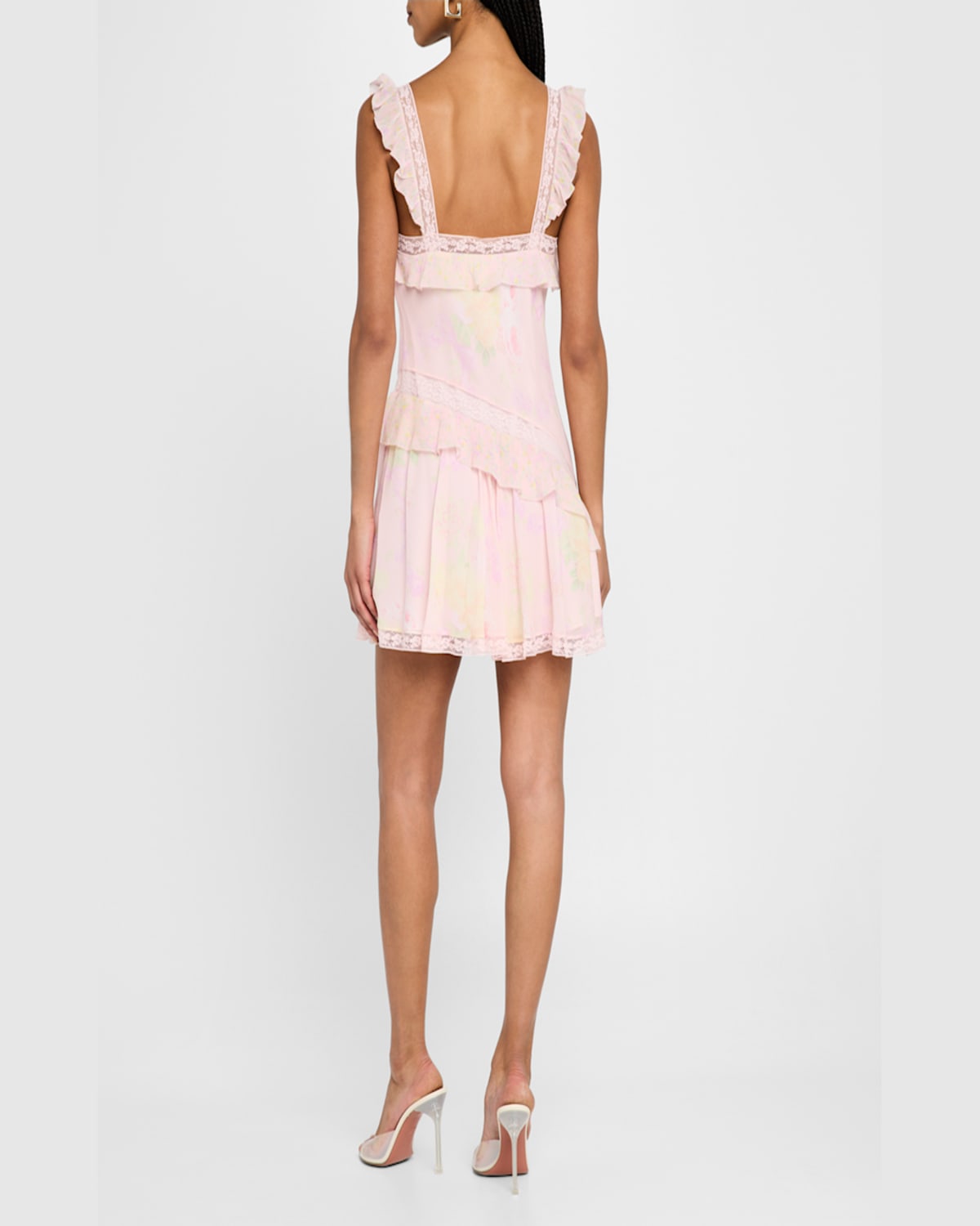 Loveshackfancy Serima Ruffled Lace-trim Mini Dress In Strawberry Tart