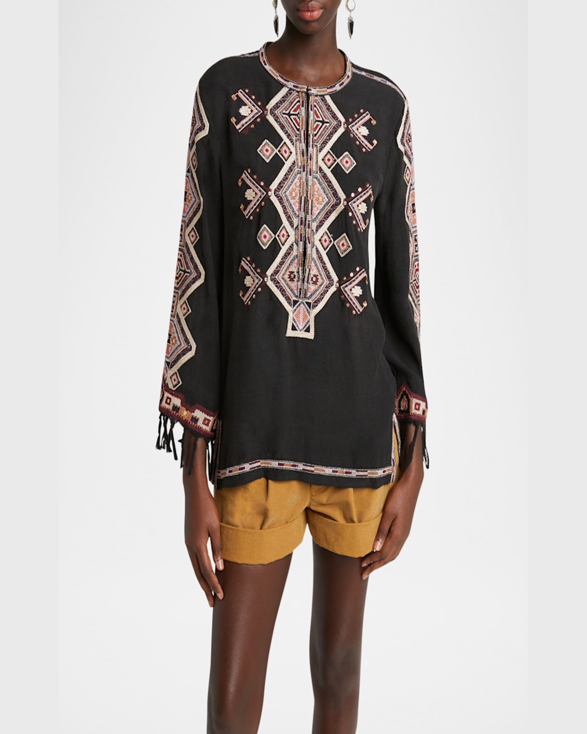 Shop Isabel Marant Zelda Embroidered Matka Silk Top In Black