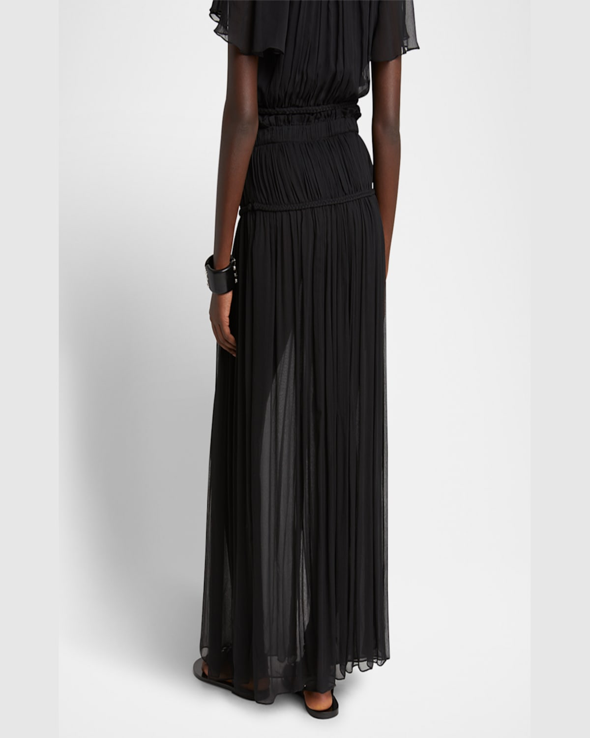 Isabel Marant Sheer Elastic Waistband Skirt With Braided Detail In Black