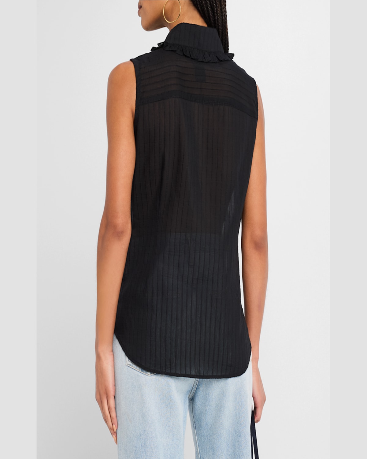 SMYTHE SLEEVELESS RUFFLE-TRIM SHIRT 