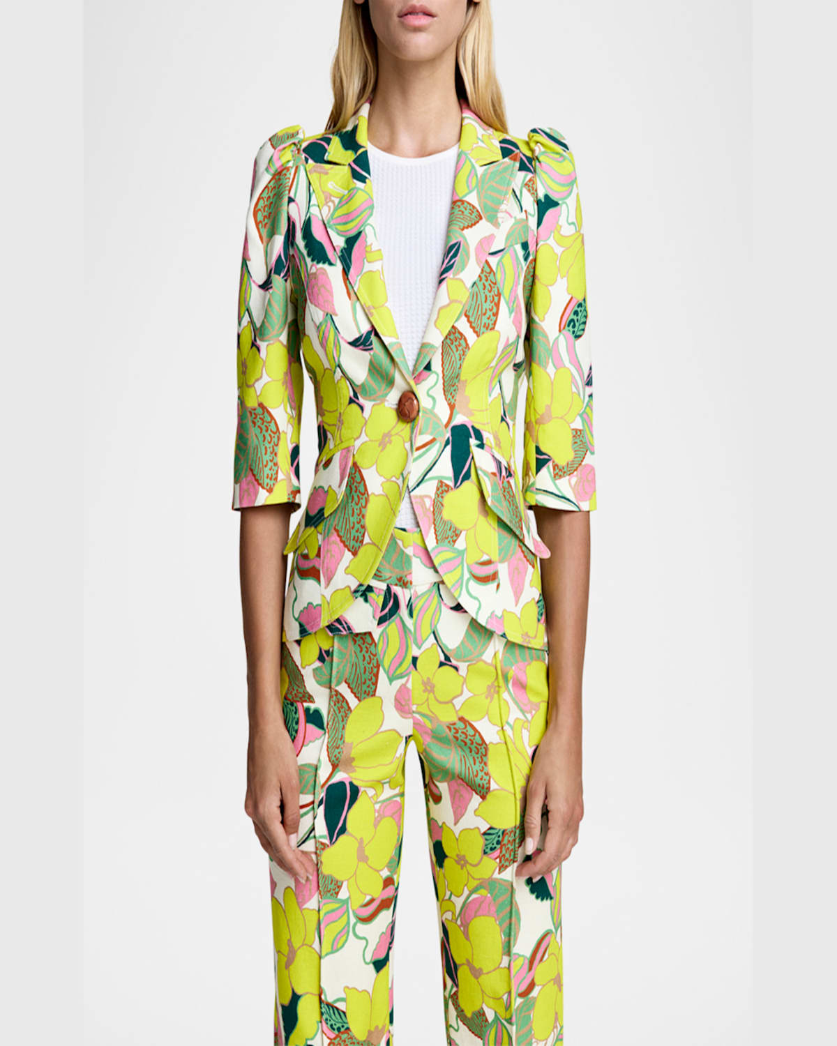 SMYTHE CITRUS CABANA SHORT-SLEEVE BLAZER 