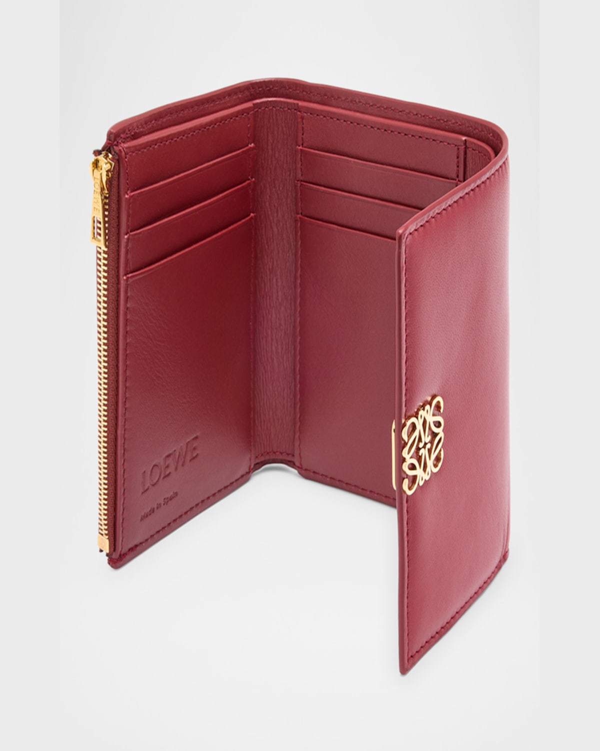 Shop Loewe Small Anagram Wallet In Napa Leather In Burnt Red
