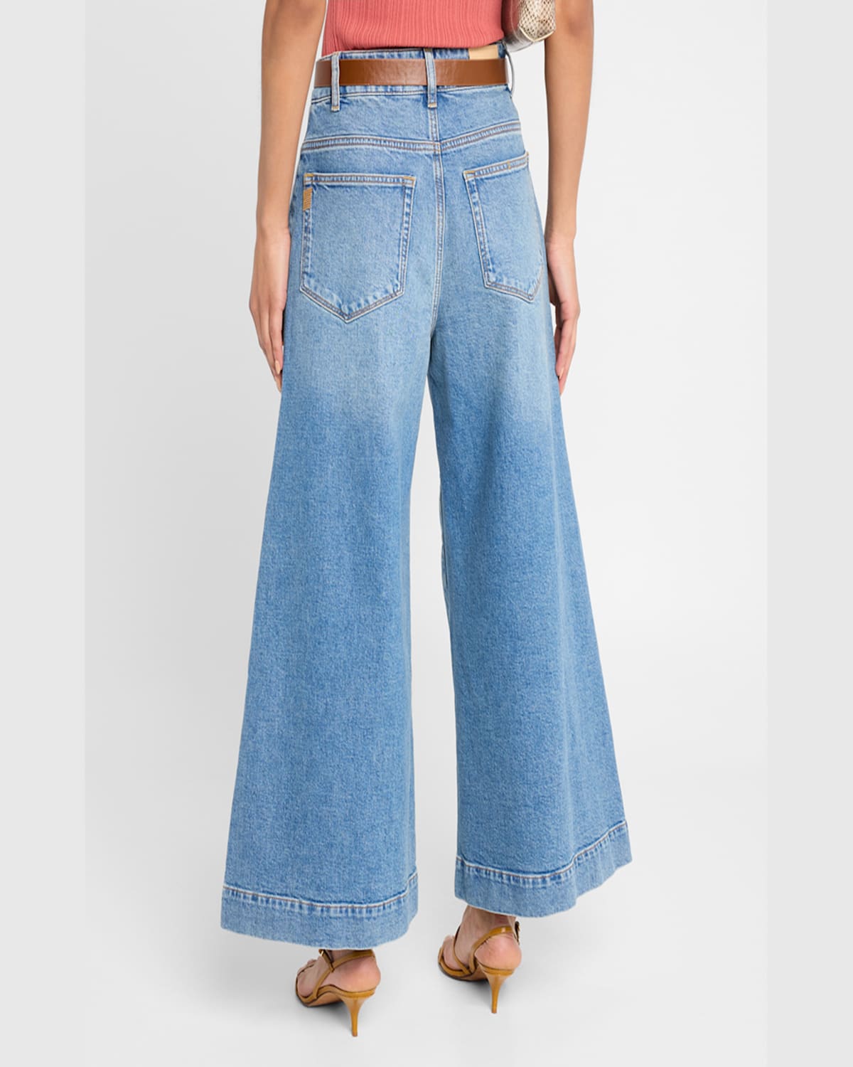 PAIGE LOLA WIDE-LEG JEANS WITH SEAMED PATCH POCKETS 