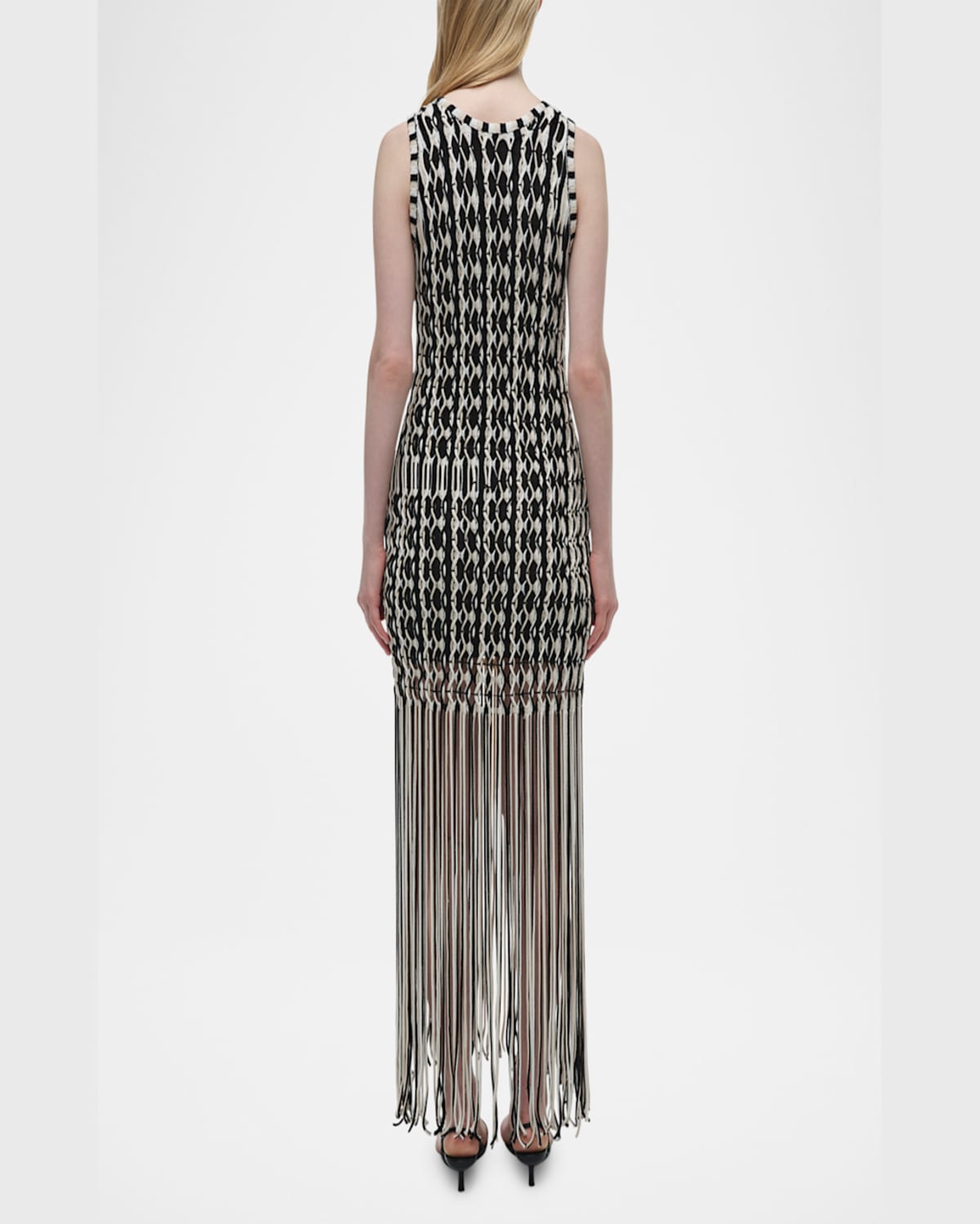 Simkhai Sonia Woven Fringe Tank Dress In Sand Multi