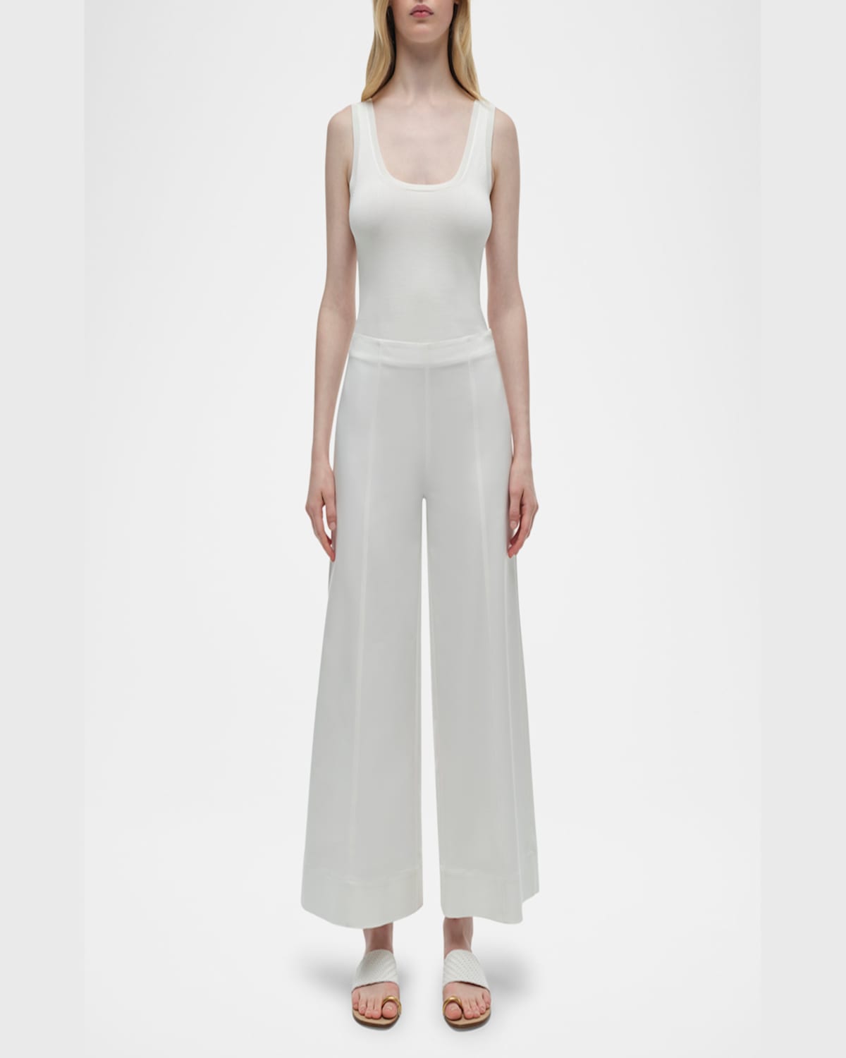 Simkhai Kallin Cropped Wide-leg Pants In White