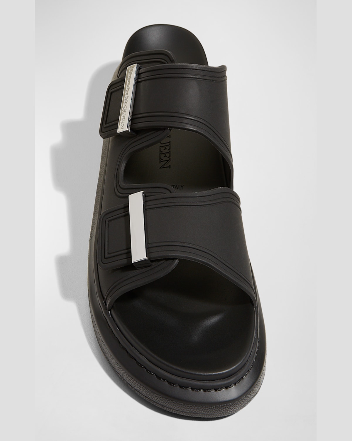 Alexander Mcqueen Alexander Mc Queen Hybrid Double Buckle Black Sandals In Black/silver