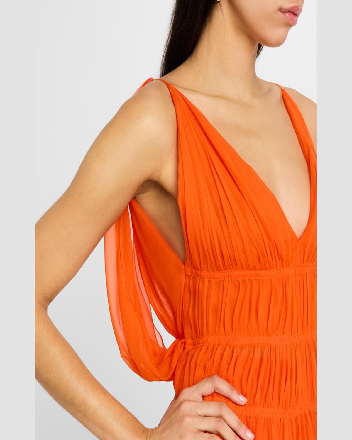 Alberta Ferretti Drape Backless Mini Silk Dress In Orange