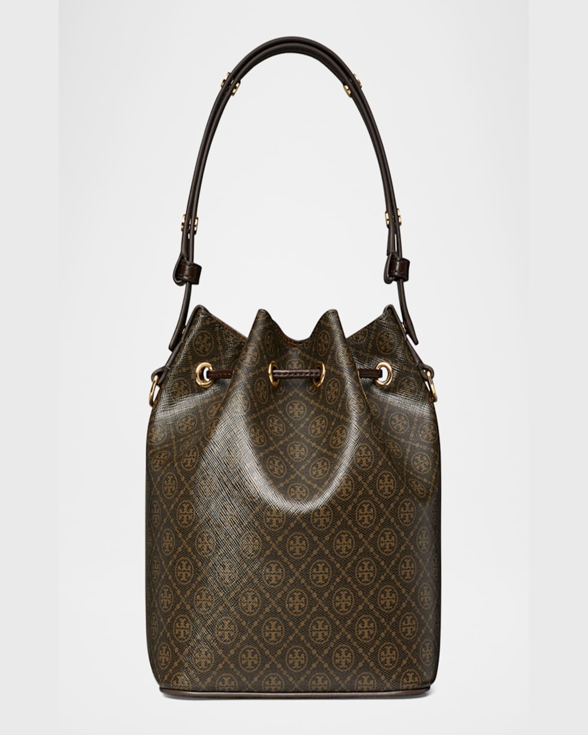 Tory Burch T Monogram Coated Canvas Bucket Bag In French Press