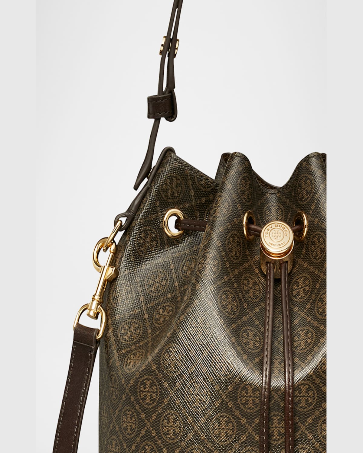 Tory Burch T Monogram Coated Canvas Bucket Bag In French Press