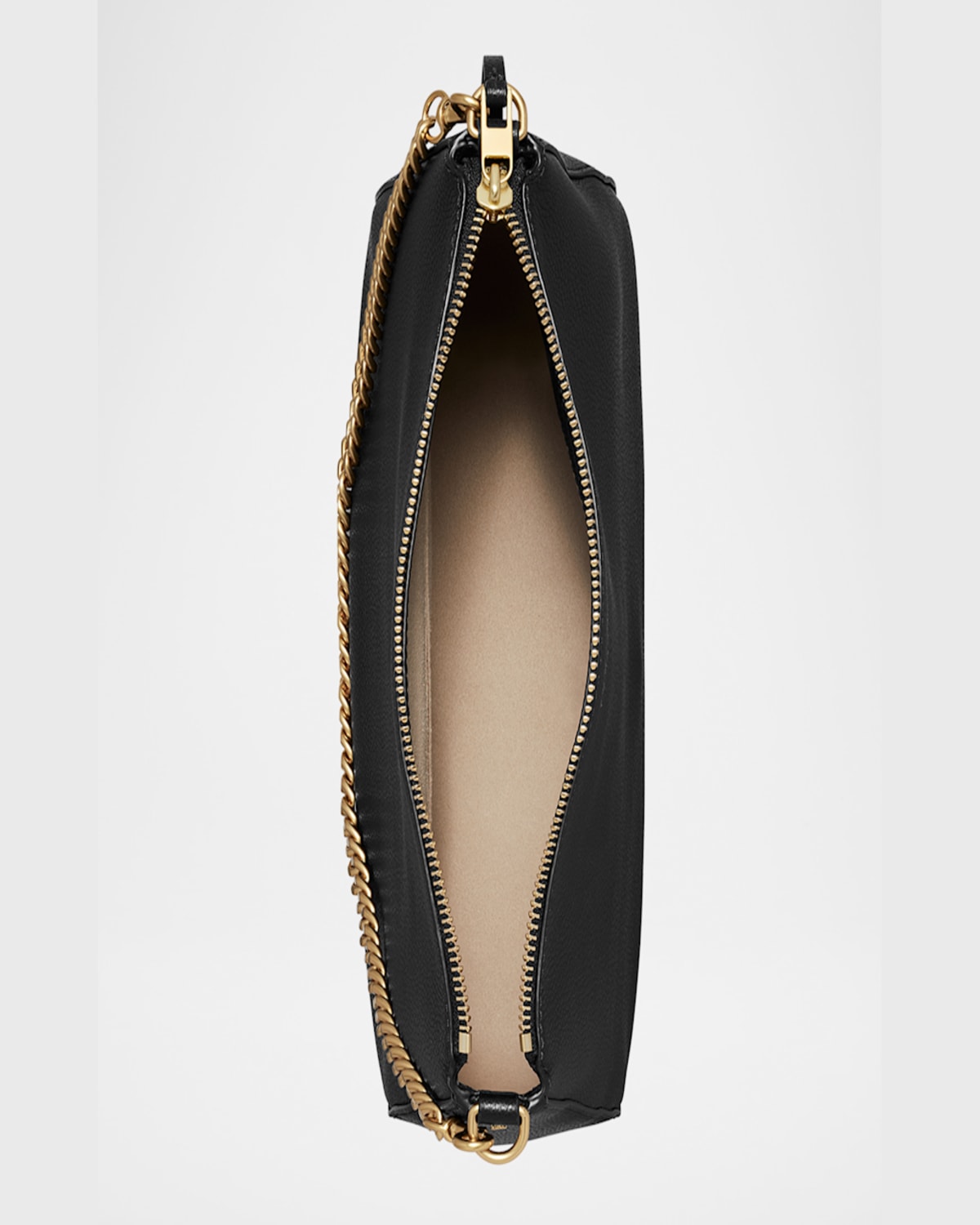Tory Burch Perry Zip Leather Shoulder Bag In Black