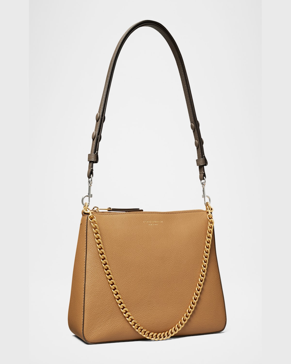Tory Burch Perry Zip Leather Shoulder Bag In Tiramisu