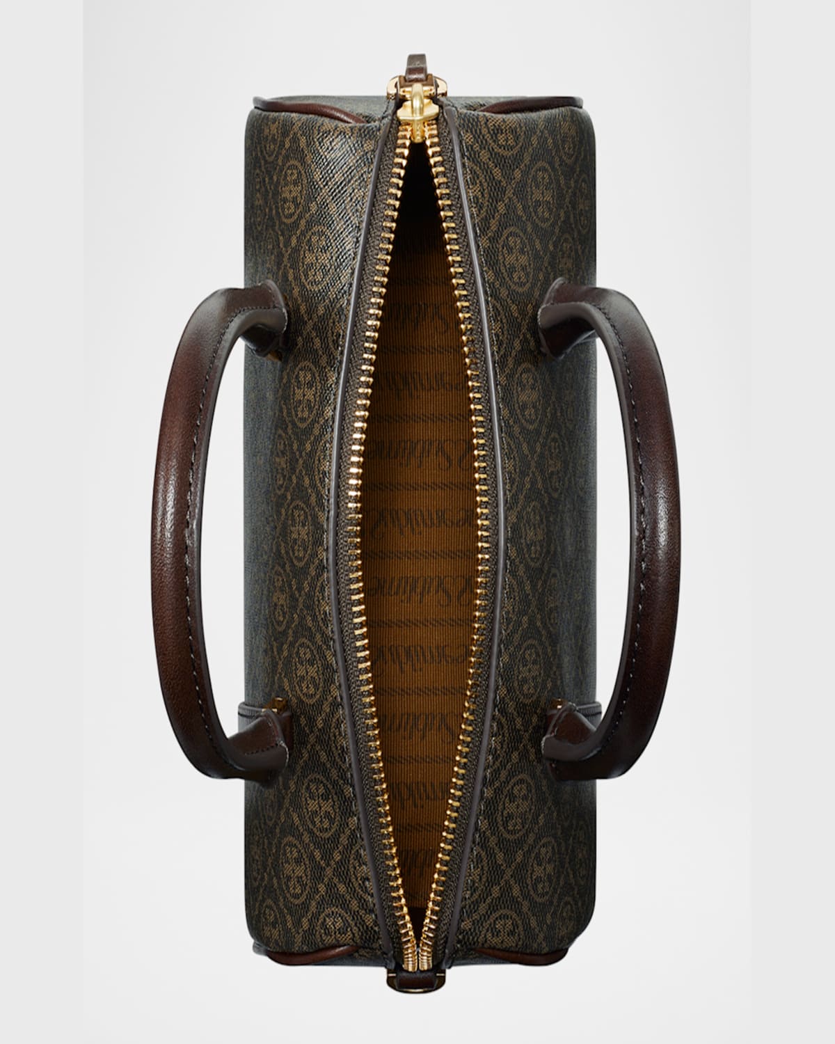 Tory Burch T Monogram Coated Canvas Mini Barrel Bag In French Press