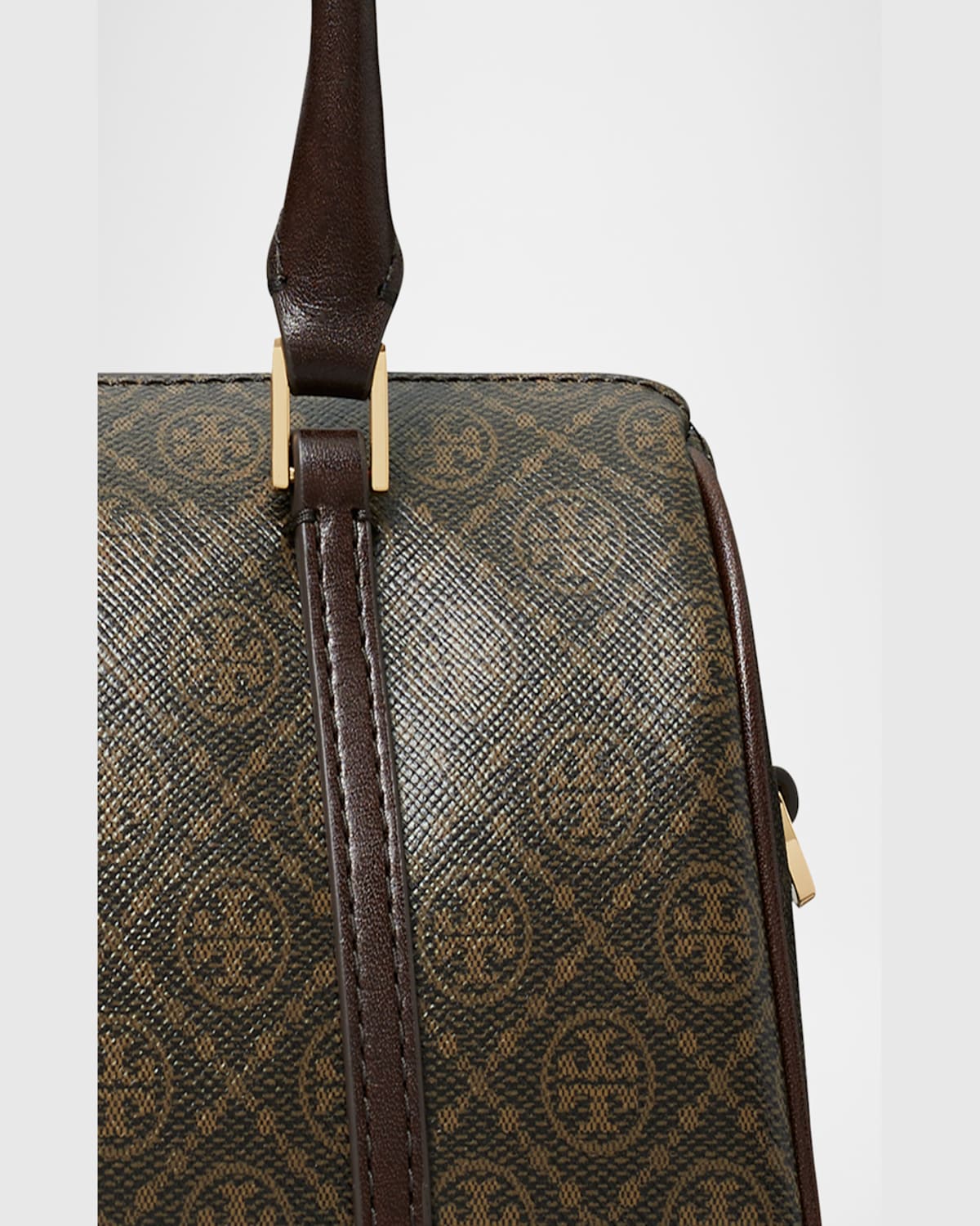 Tory Burch T Monogram Coated Canvas Mini Barrel Bag In French Press