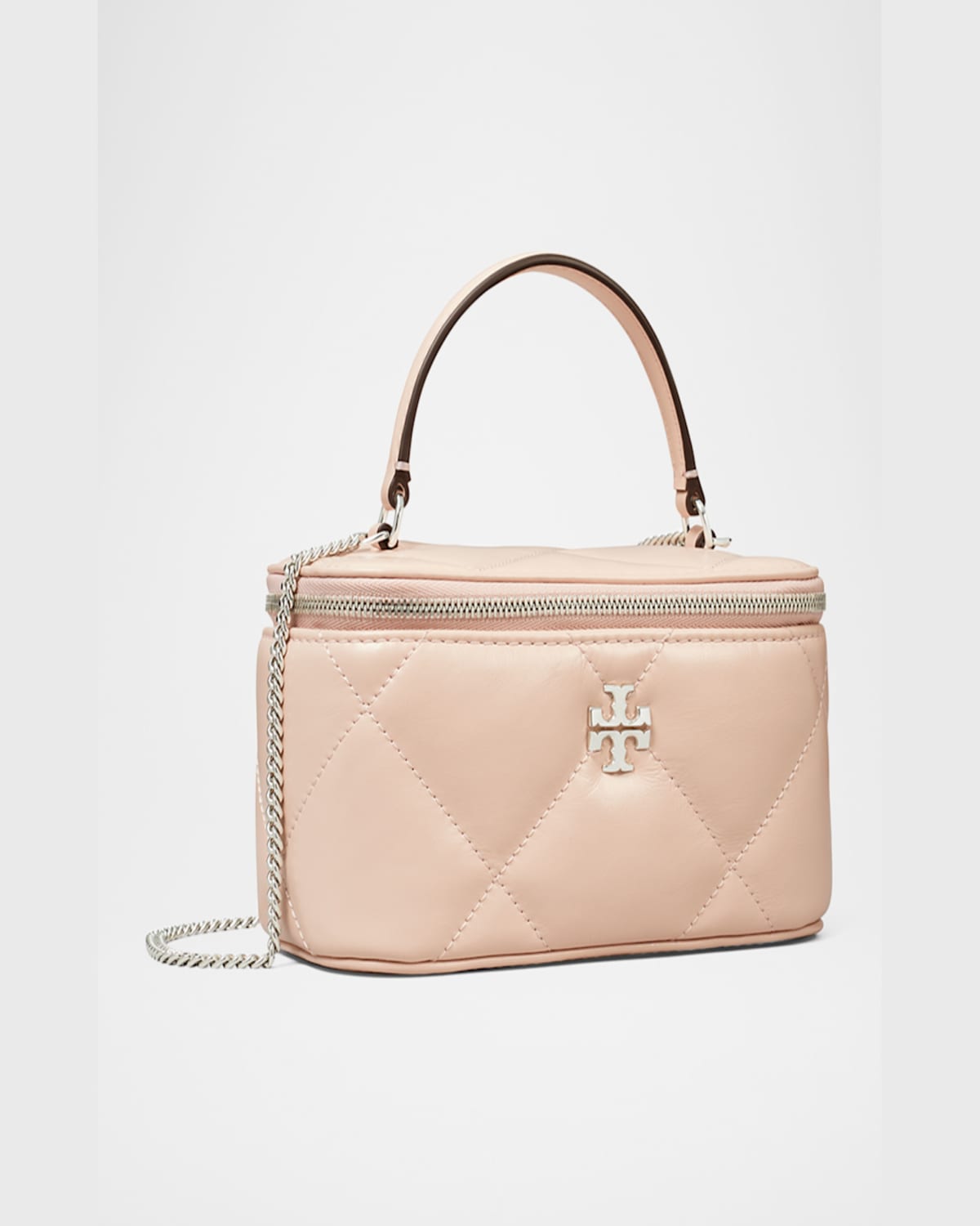 Tory Burch Kira Quilted Leather Vanity Top-handle Bag In Soft Pink