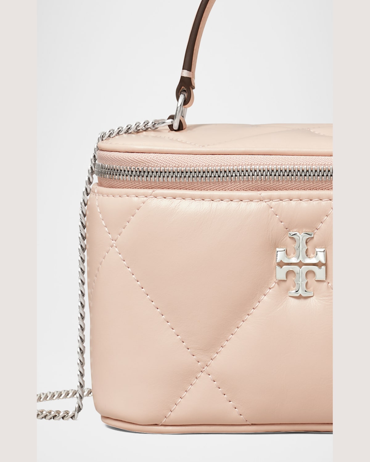 Tory Burch Kira Quilted Leather Vanity Top-handle Bag In Soft Pink
