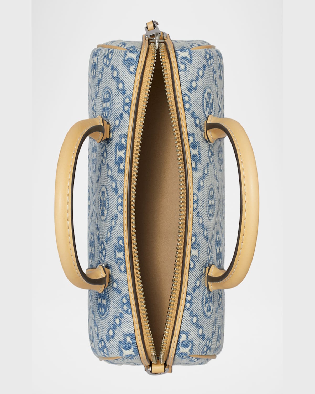 TORY BURCH MINI T MONOGRAM DENIM BARREL BAG 