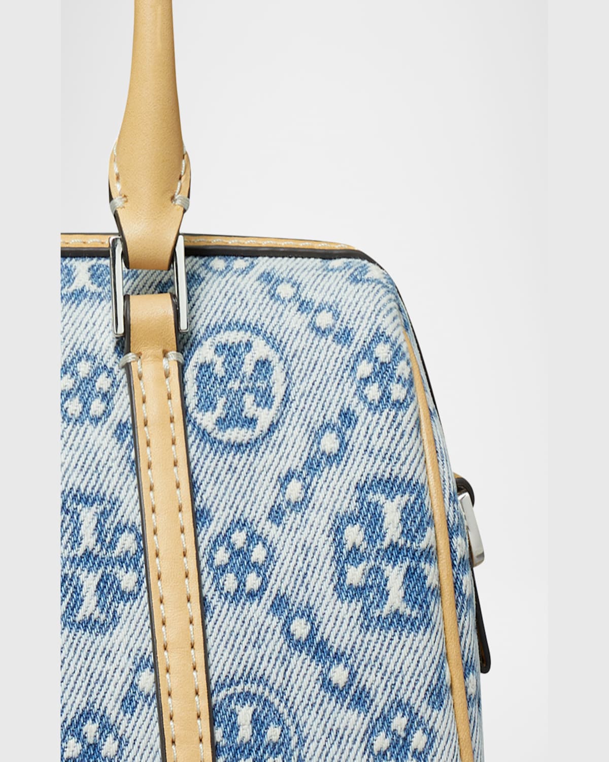 TORY BURCH MINI T MONOGRAM DENIM BARREL BAG 