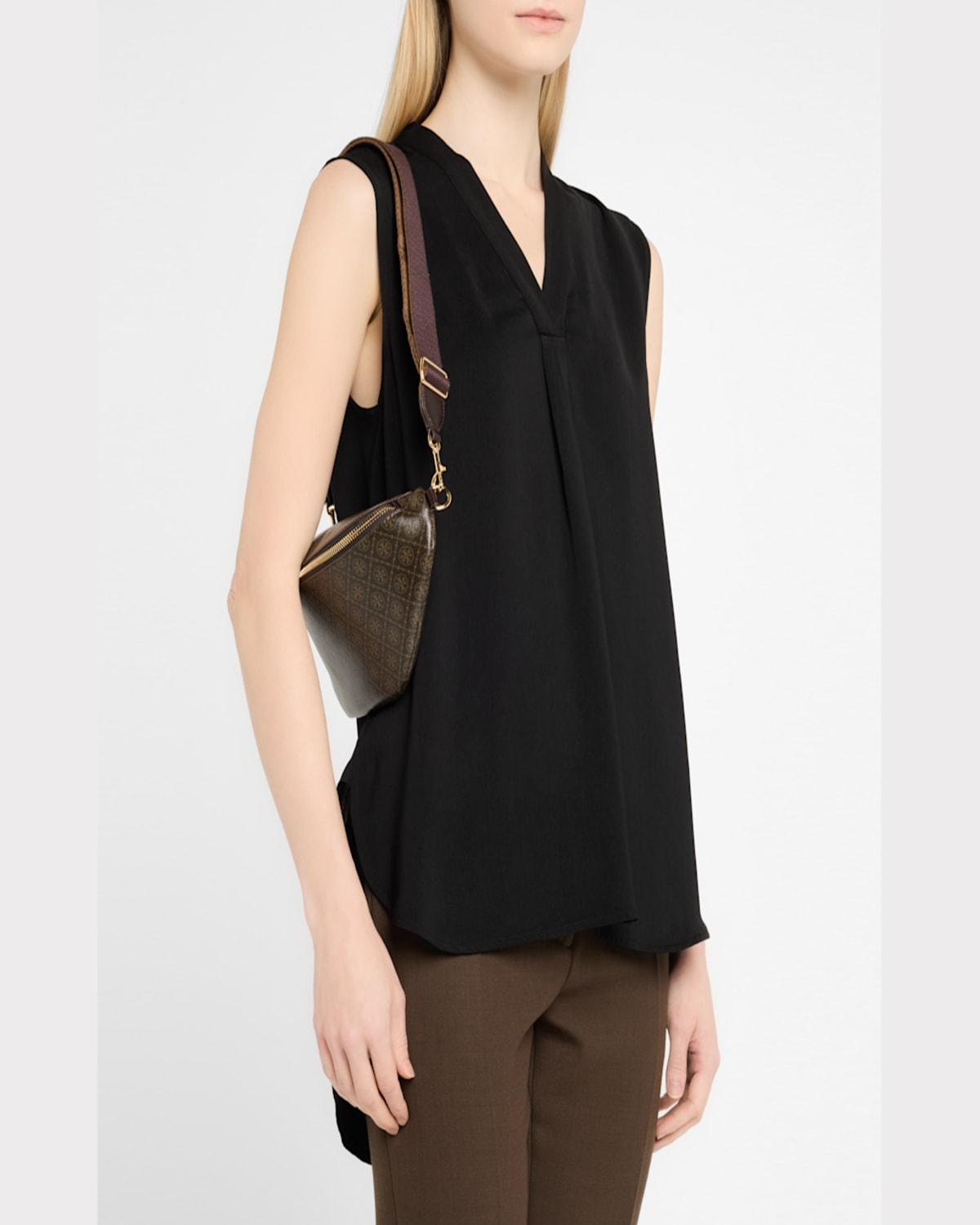 Tory Burch T Monogram Coated Canvas Belt Bag In French Press