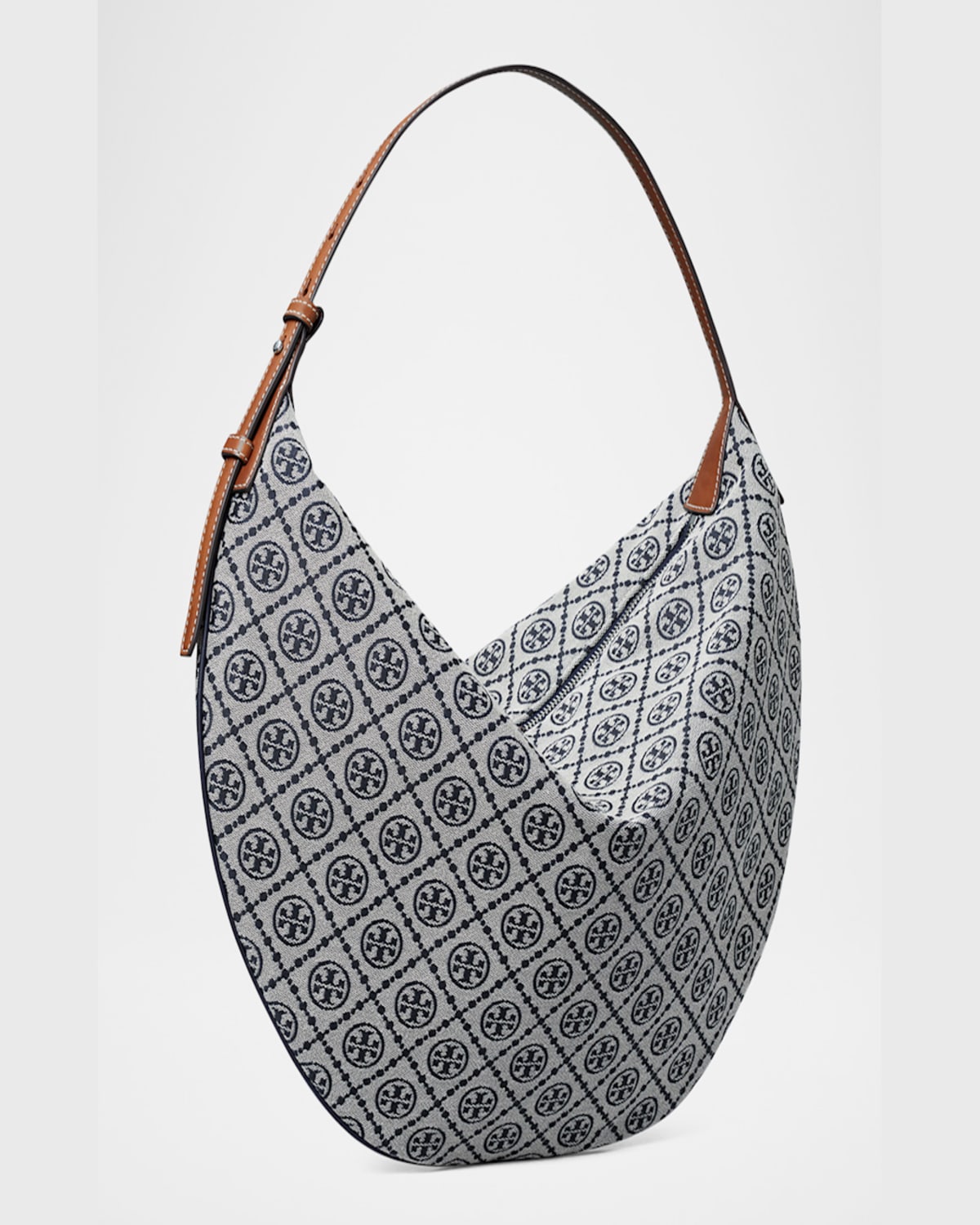 Tory Burch T Monogram Canvas Balloon Shoulder Bag In Tory Navy