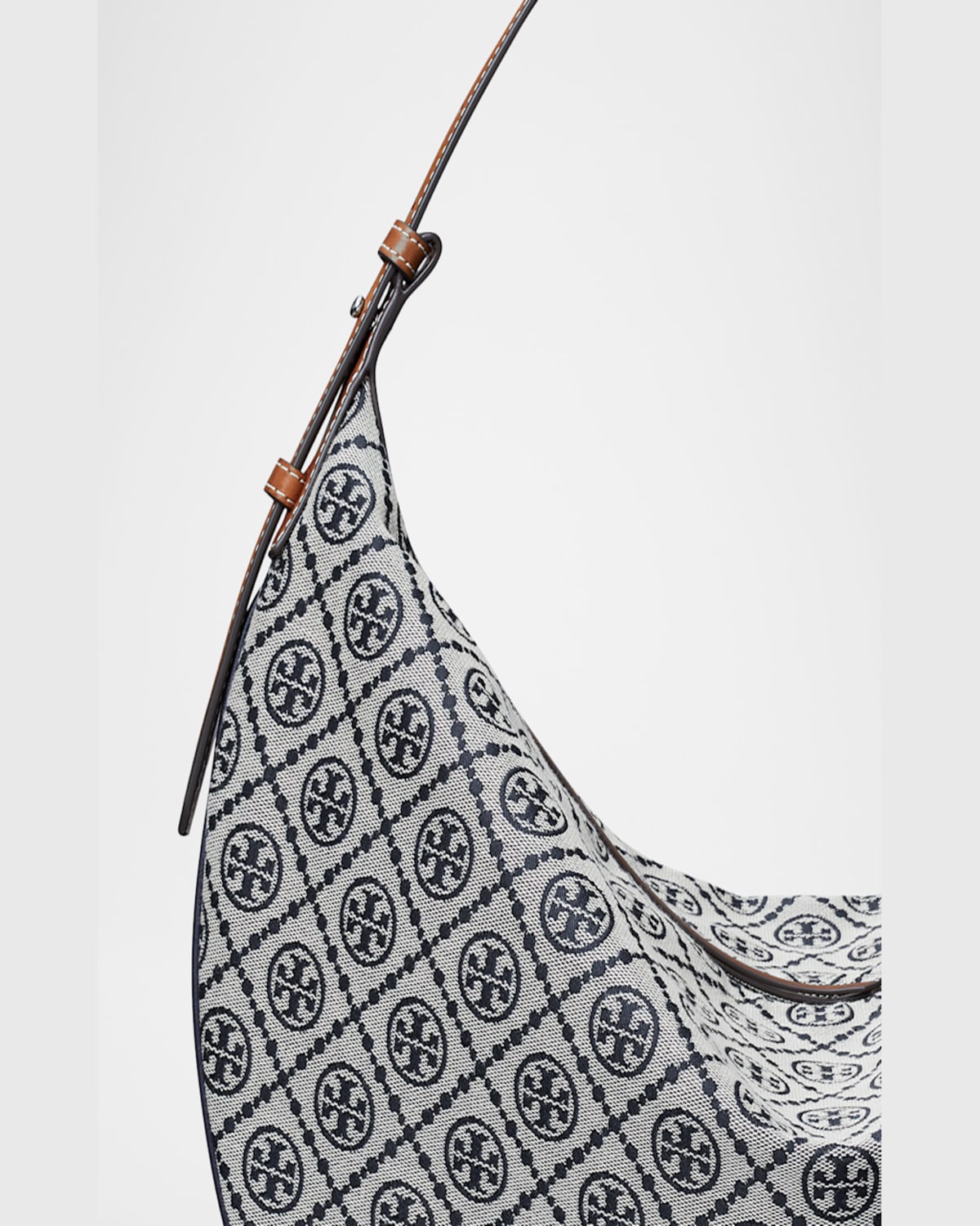 Tory Burch T Monogram Canvas Balloon Shoulder Bag In Tory Navy