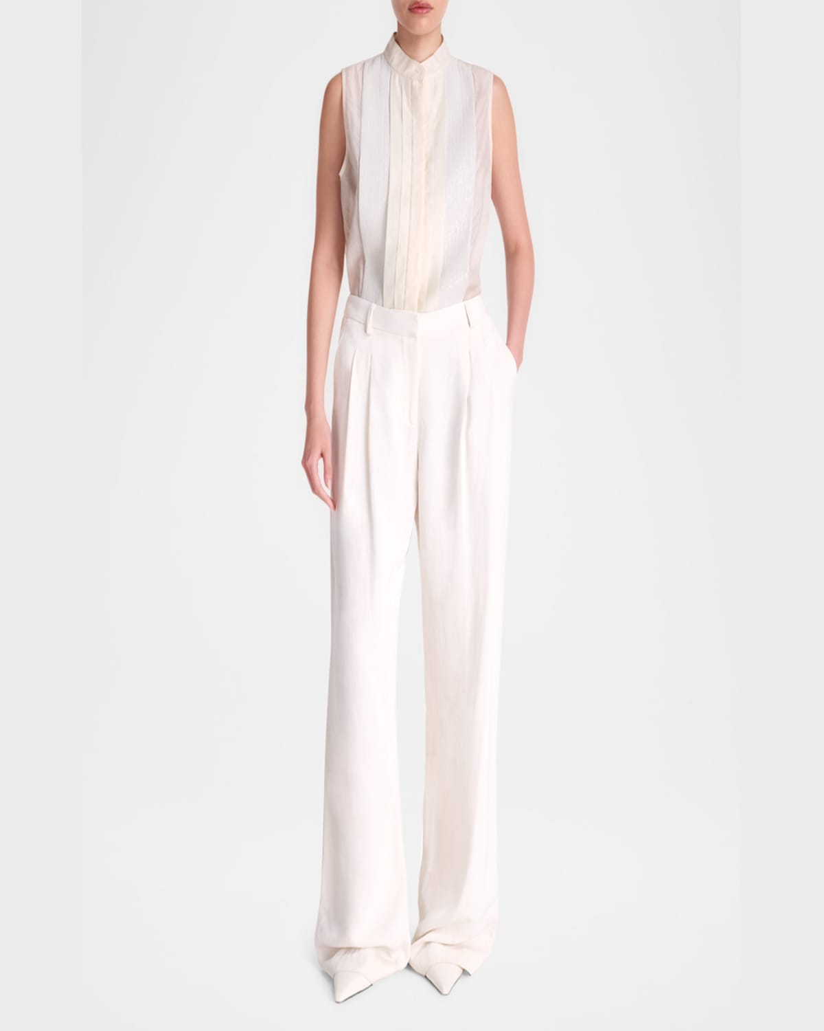 Twp Sulli Linen-blend Trousers With Sequined Side Stripes In Bone