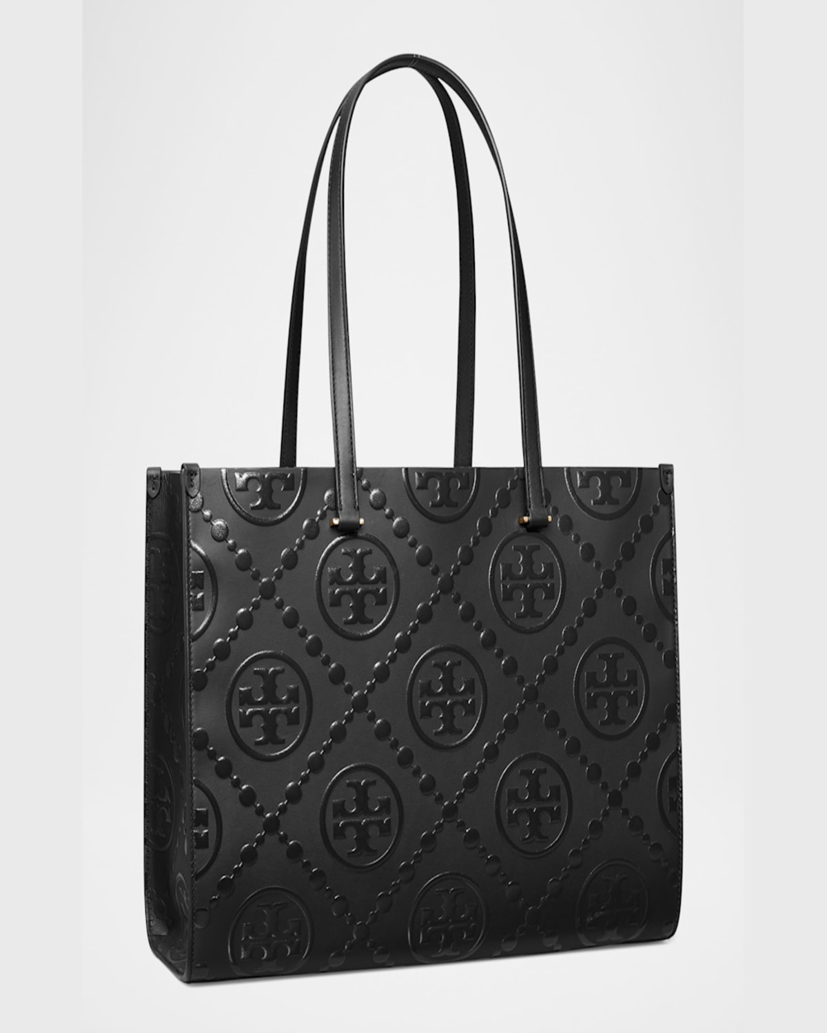 Tory Burch T Monogram Embossed Tote In Blackblack