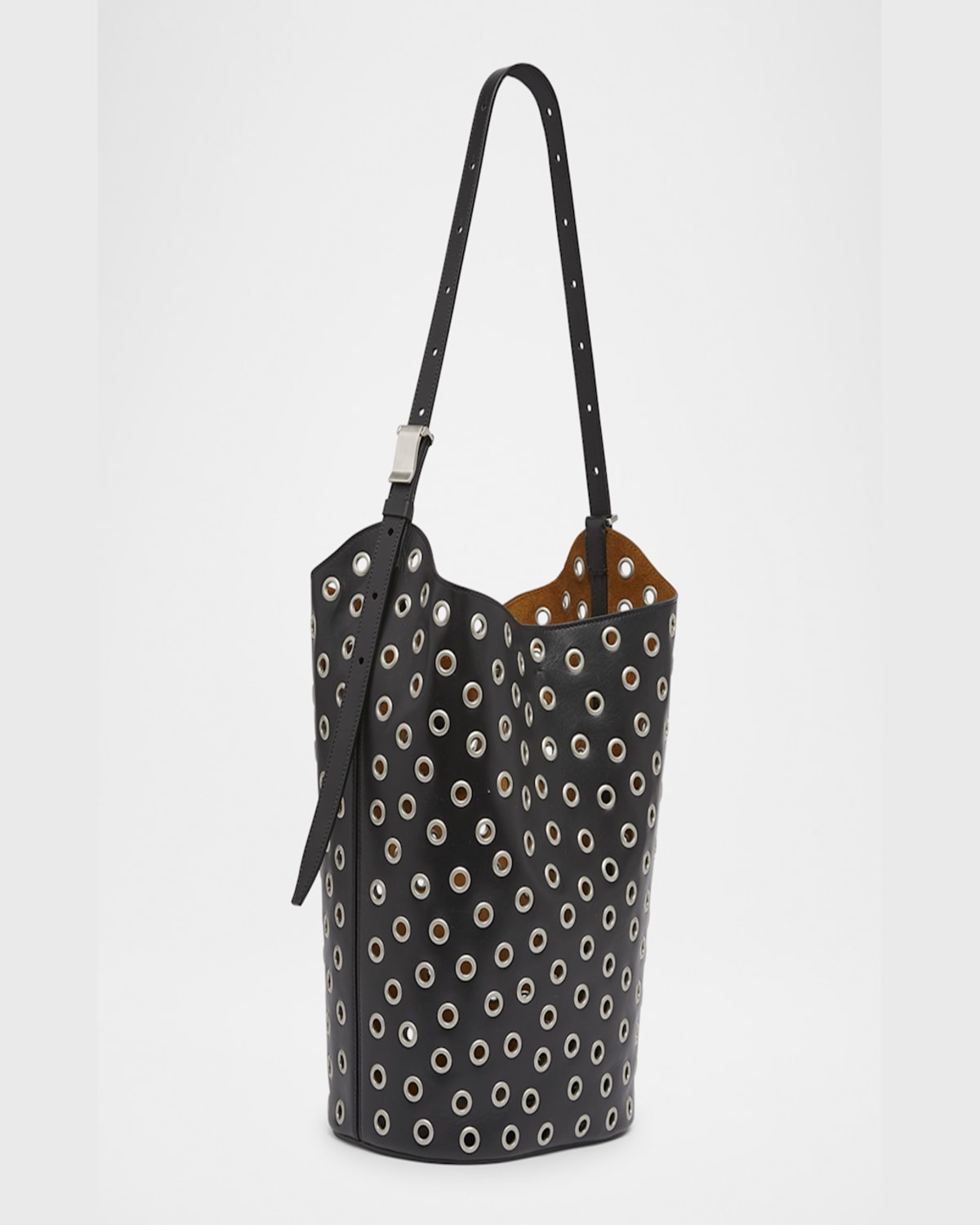 Proenza Schouler Brant Bucket Bag In Eyelet Leather In Black