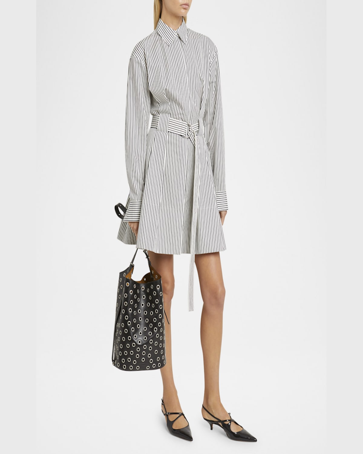 Proenza Schouler Brant Bucket Bag In Eyelet Leather In Black