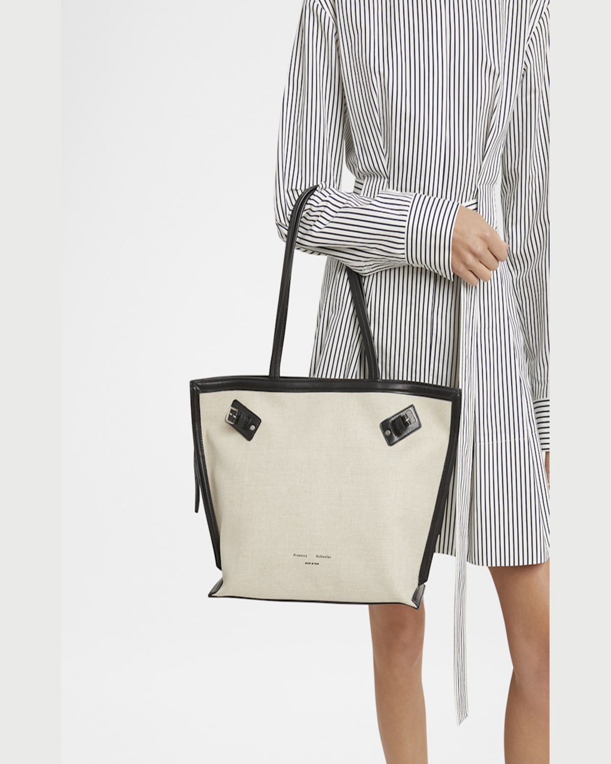 Proenza Schouler Days Tote In Linen In Natural  Black