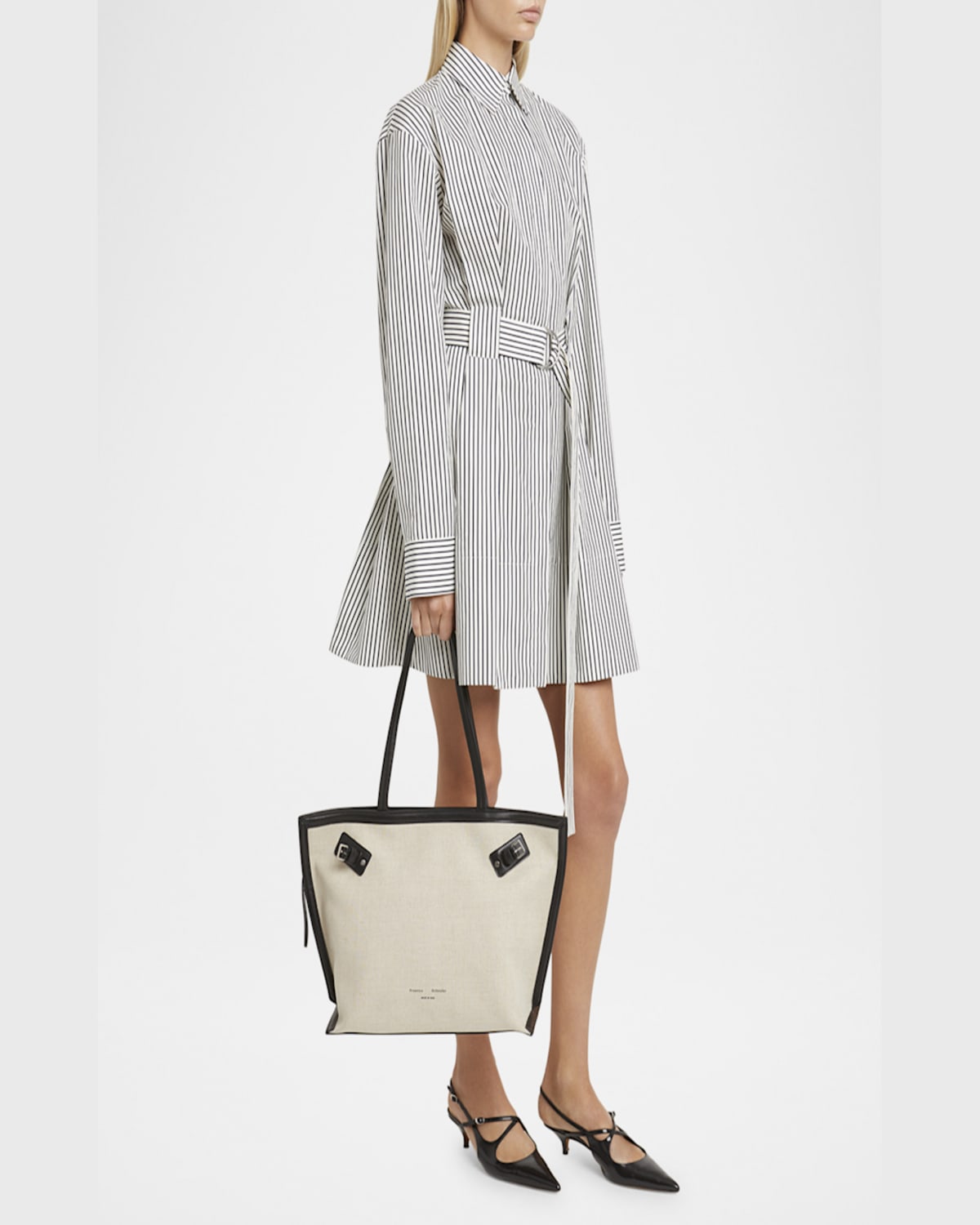 Proenza Schouler Days Tote In Linen In Natural  Black