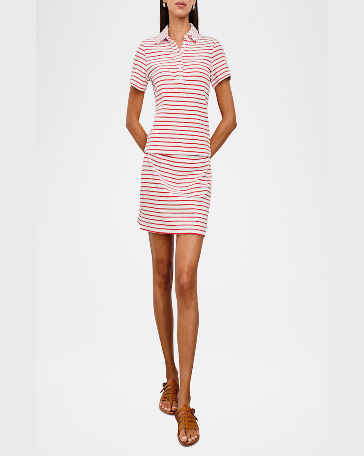 Rails Naveli Stripe Cotton Terry Cloth Polo In Cherry Stripe