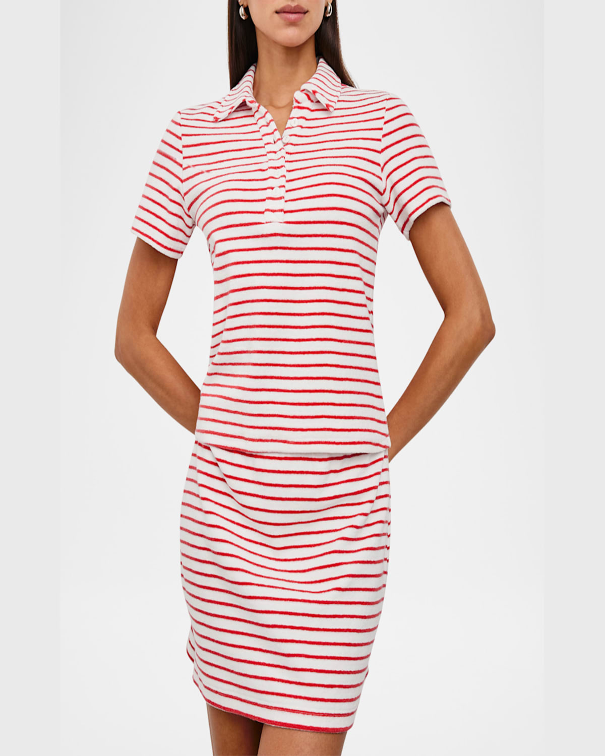 Rails Naveli Stripe Cotton Terry Cloth Polo In Cherry Stripe