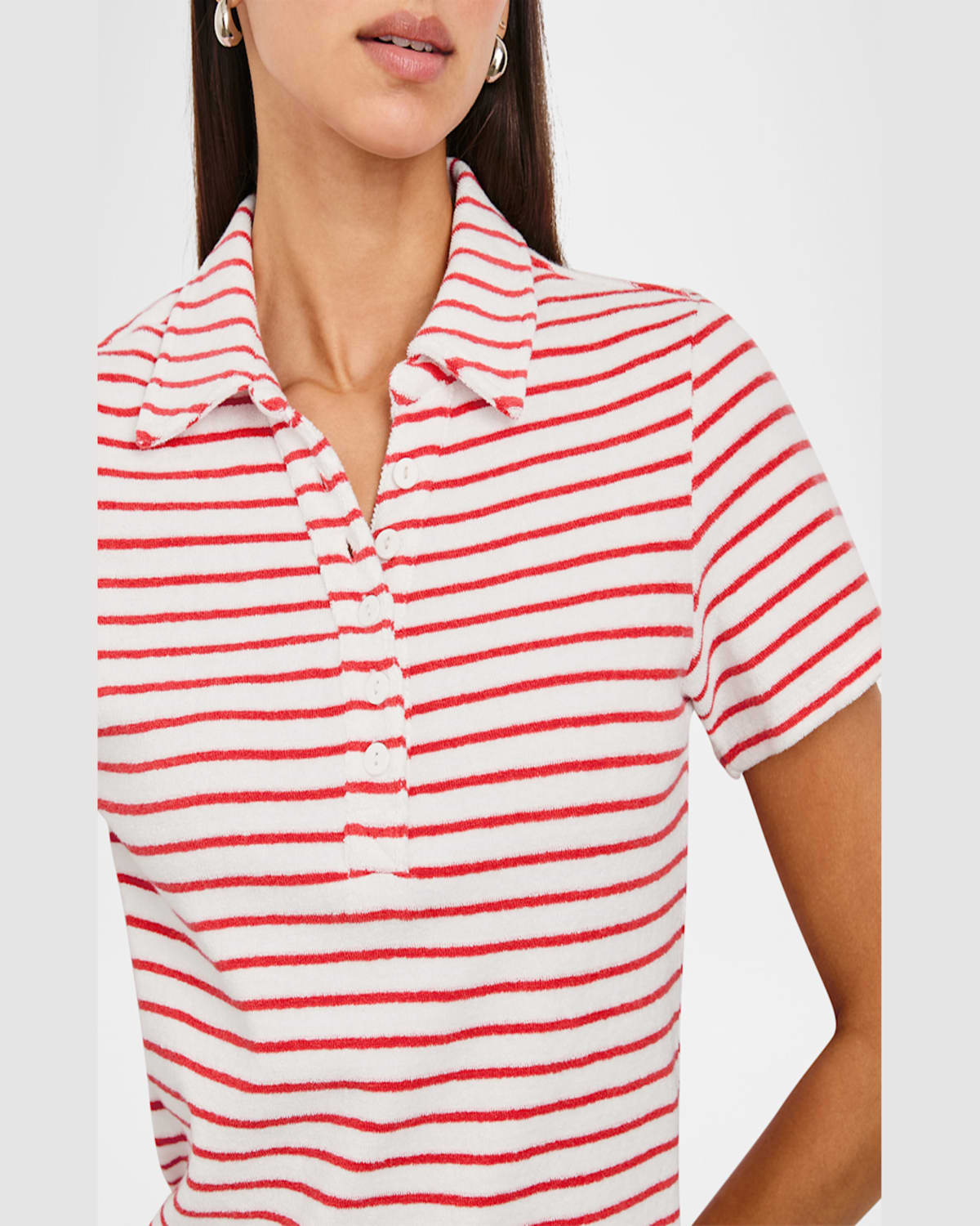 Rails Naveli Stripe Cotton Terry Cloth Polo In Cherry Stripe