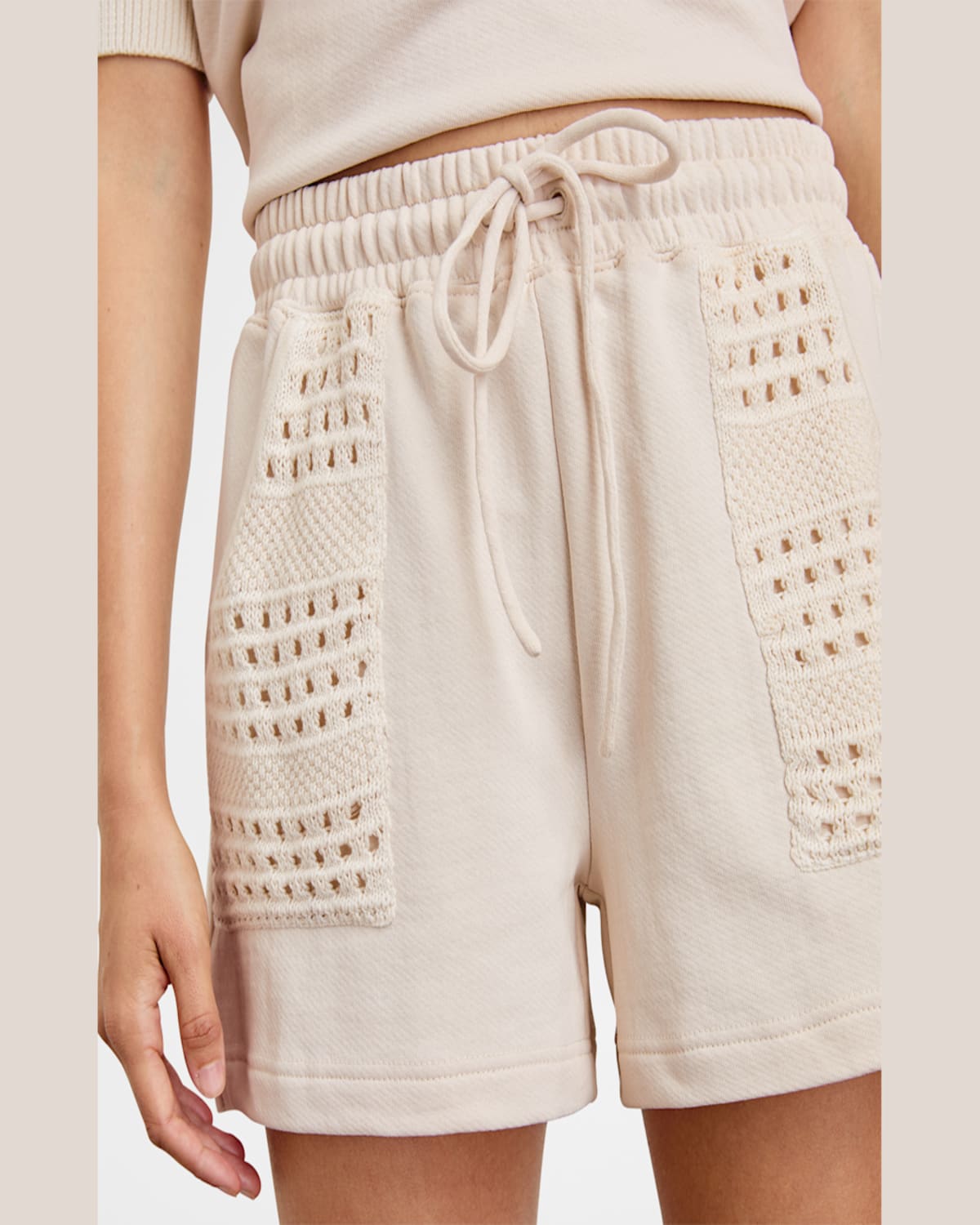 Rails Eddie Open-knit Detailed Cotton Shorts In Oat