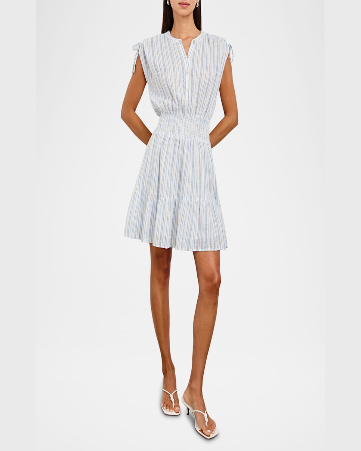 Rails Samina Stripe Smocked Linen Blend Dress In Sonoma Stripe
