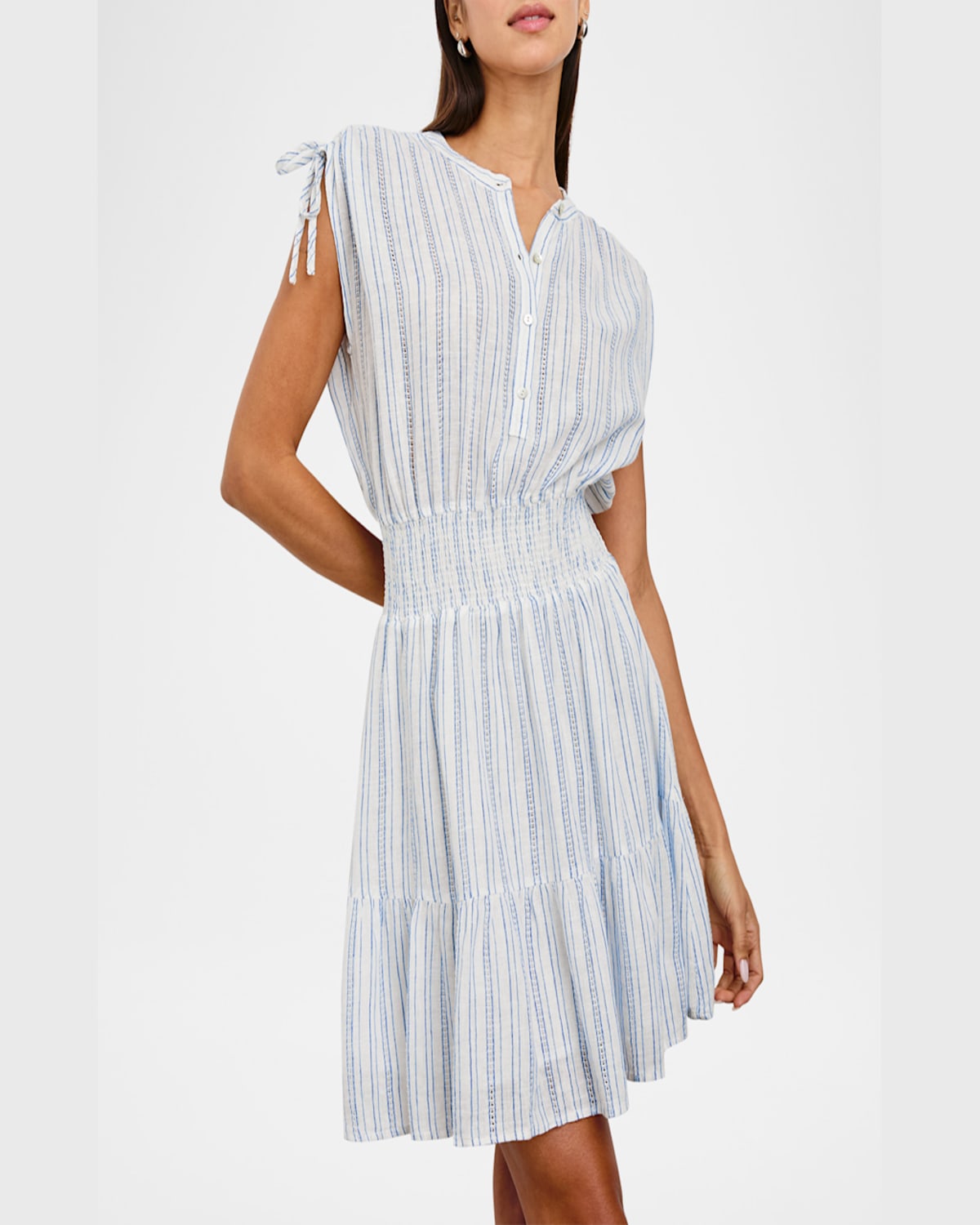 Rails Samina Stripe Smocked Linen Blend Dress In Sonoma Stripe
