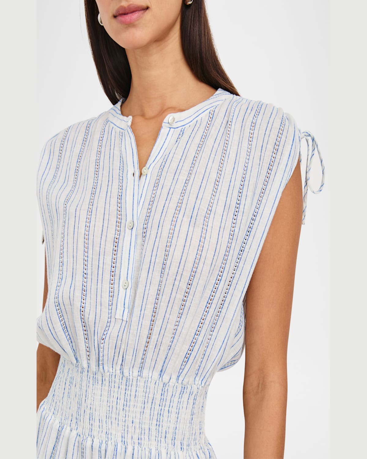 Rails Samina Stripe Smocked Linen Blend Dress In Sonoma Stripe
