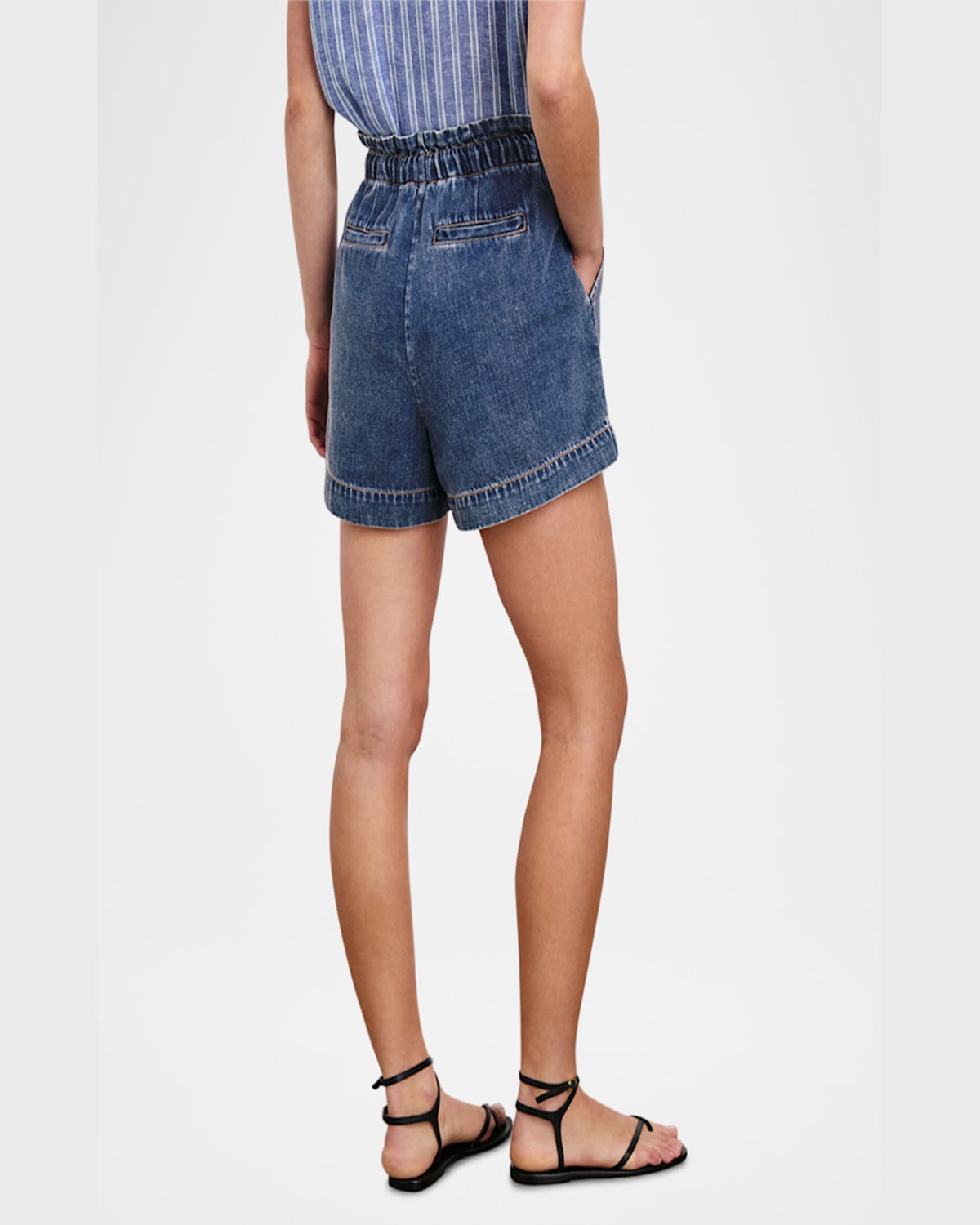 Rails Womens Classic Blue Foster Paper Bag-waist Denim Shorts In Blue