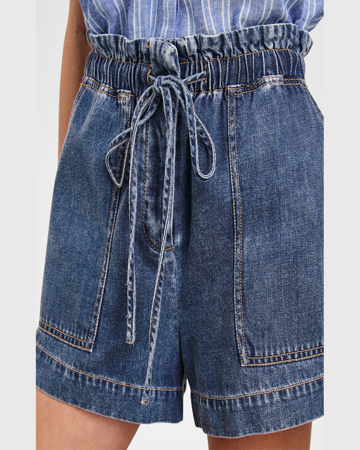 Rails Womens Classic Blue Foster Paper Bag-waist Denim Shorts In Blue