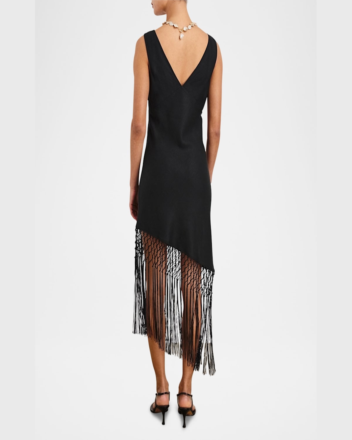 Rails Tamara Asymmetric Sleeveless Fringe Accent Dress In Black
