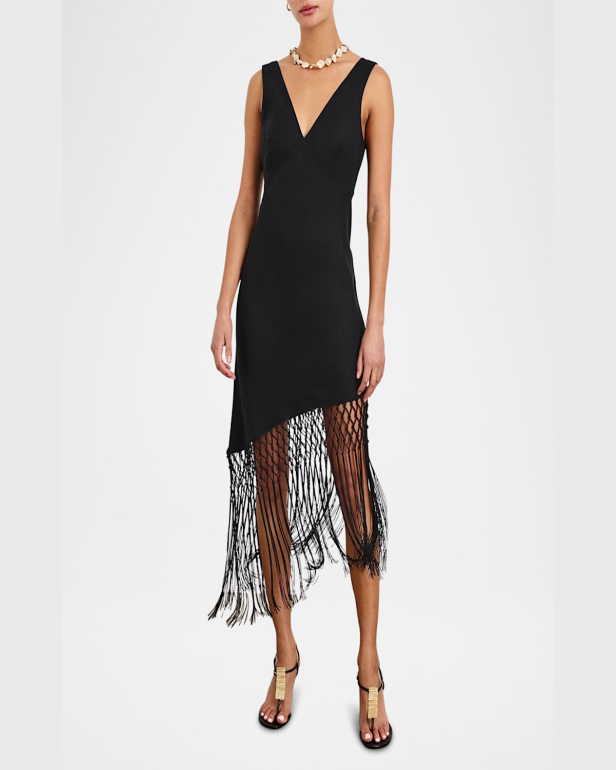 Rails Tamara Asymmetric Sleeveless Fringe Accent Dress In Black