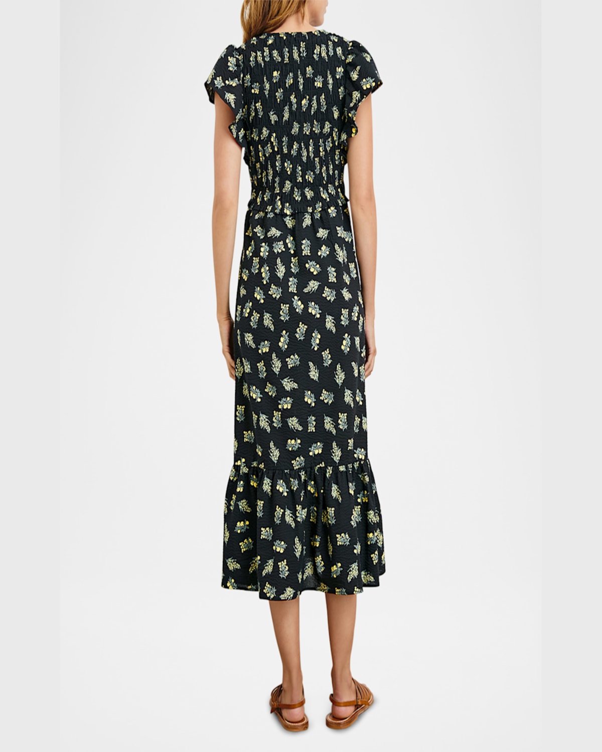 Rails Clementine Floral Smocked Cotton Midi Dress In Dark Amaryllis