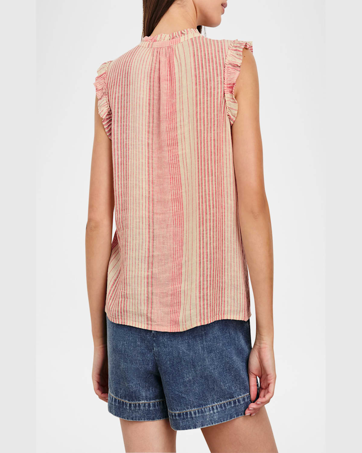 Rails Arlene Stripe Linen Blend Ruffle Shoulder Top In Salerno Stripe