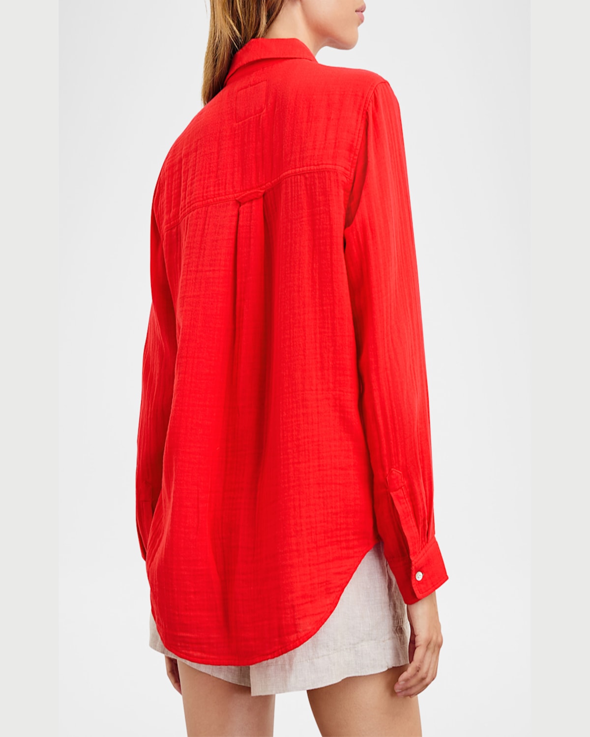 Rails Ellis Organic Cotton Gauze Button-up Shirt In Cherry