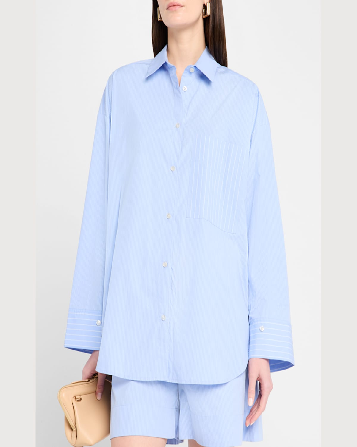 Shop By Malene Birger Derris Striped Organic Cotton Shirt In Blue Iris Stripe Small