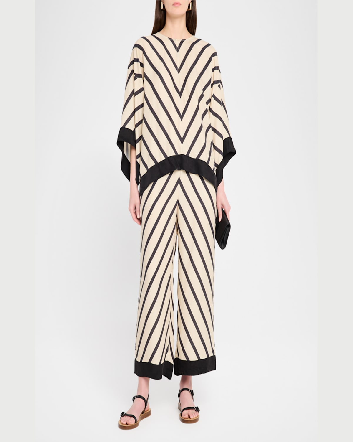 Shop By Malene Birger Cicie Oversized Chevron Striped Blouse In Diagonal Stripe