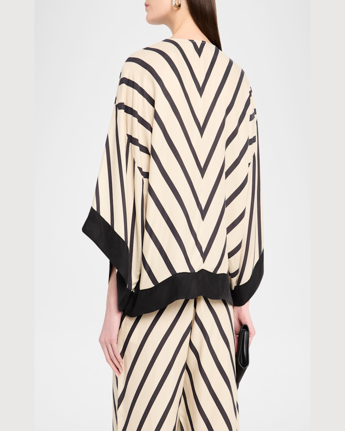 Shop By Malene Birger Cicie Oversized Chevron Striped Blouse In Diagonal Stripe