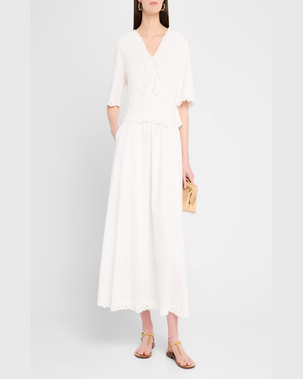 By Malene Birger Pheobes Lace-trim Organic Cotton Midi Skirt In Soft White