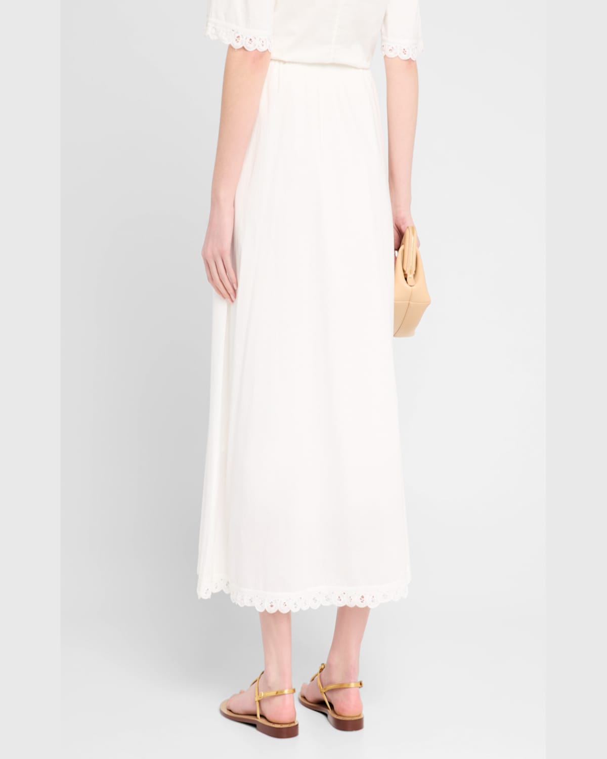 By Malene Birger Pheobes Lace-trim Organic Cotton Midi Skirt In Soft White