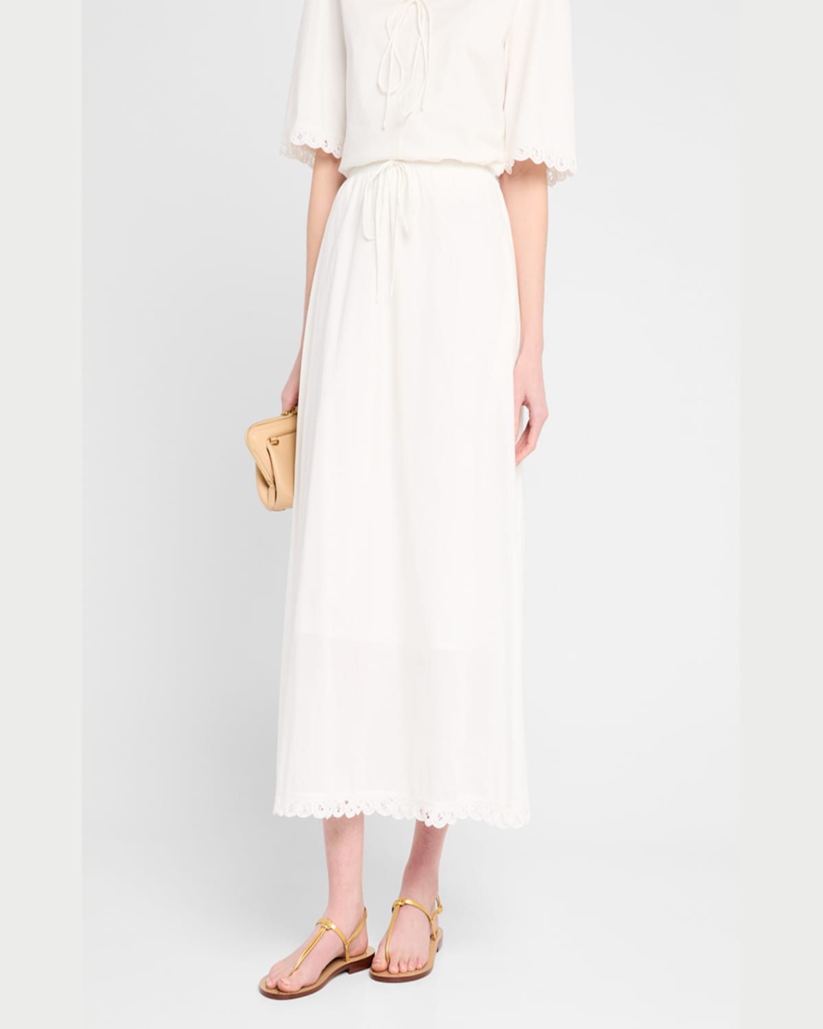 By Malene Birger Pheobes Lace-trim Organic Cotton Midi Skirt In Soft White